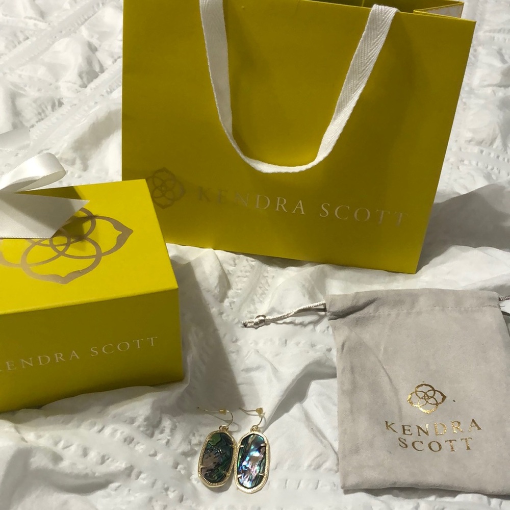 Kendra Scott Elle Gold Drop Earrings Abalone Shell